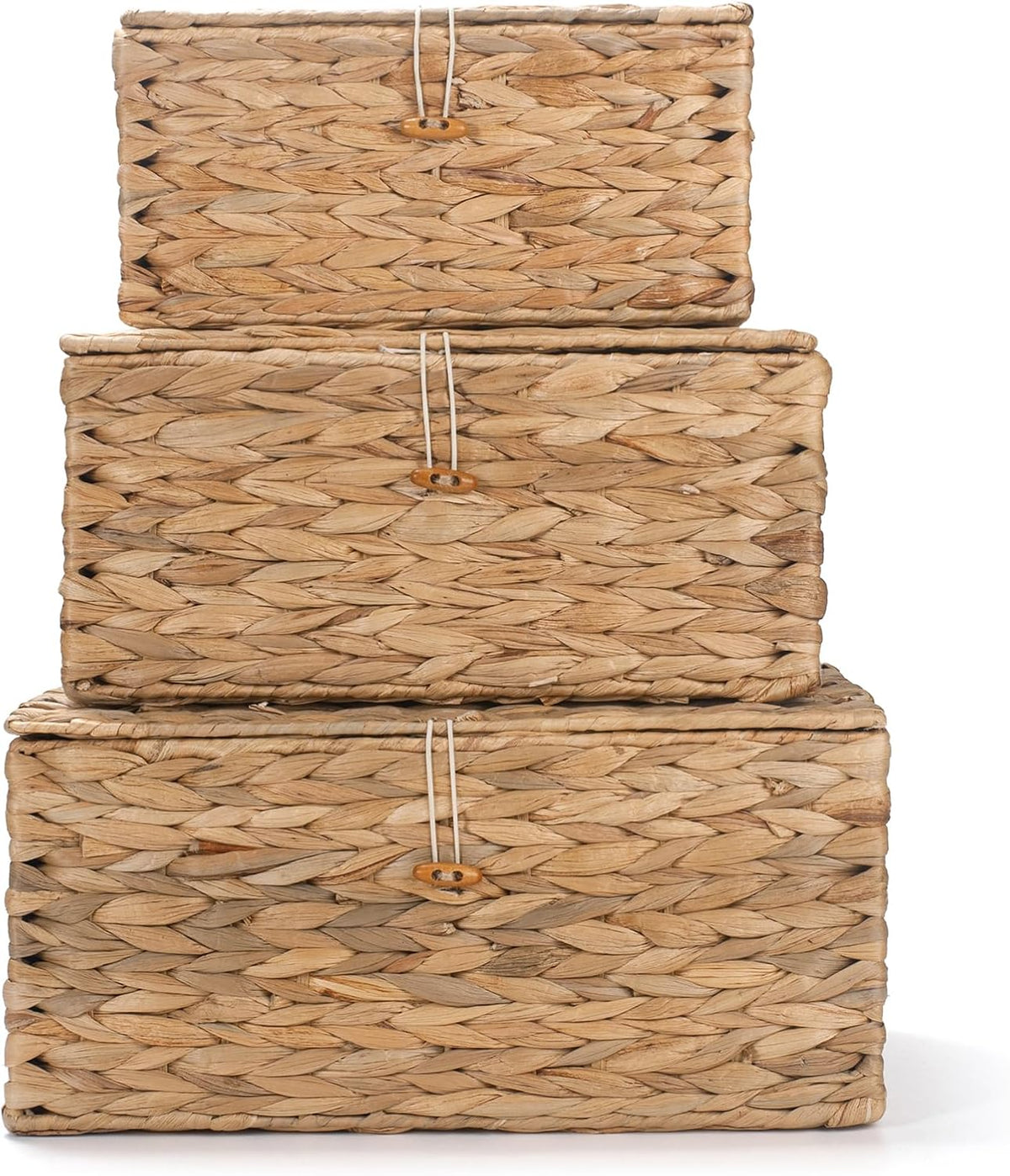 XIMISISE 3 Pack Wicker Storage Basket with Lid, Water Hyacinth Basket