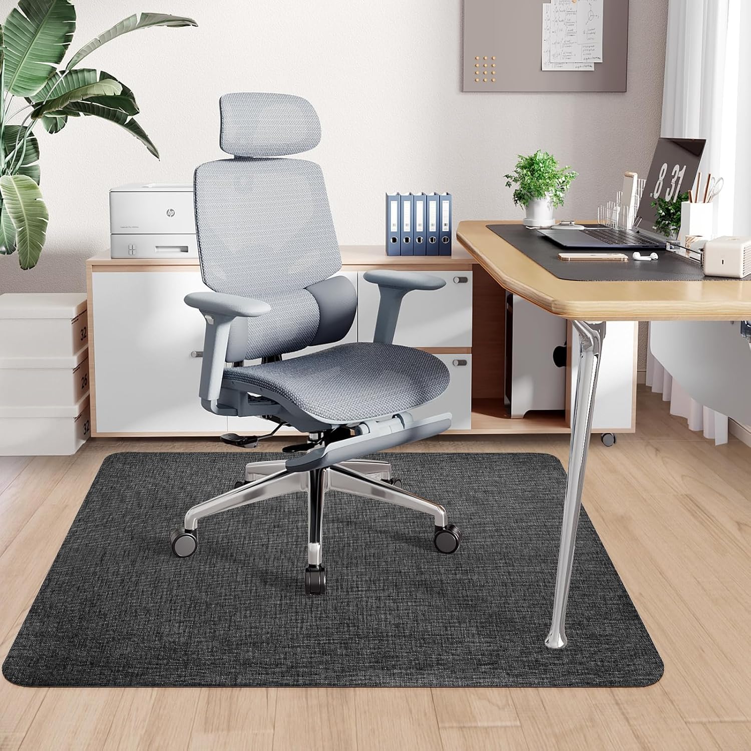 Sycoodeal Office Chair Mat for Hardwood & Tile Floor,Computer Gaming Chair Mat for Rolling Chairs Non-Curve, Anti-Slip, Heavy Duty Floor Protector for Home Office,Black (36" x 48")