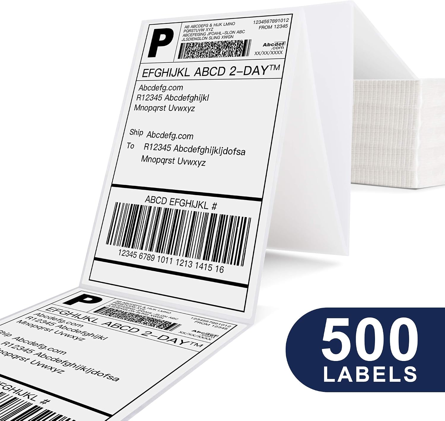 POLONO 4x6 Thermal Labels Fanfold, 500 Shipping Labels for Label Printer | Commercial Grade, No BPA or BPS, Print Clear and Sharp, Direct Thermal Shipping Labels Compatible with Thermal Printer