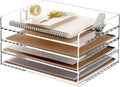 SANRUI 4 Tier Clear Desk Paper Letter Organizer Trays, A4 Stackable File