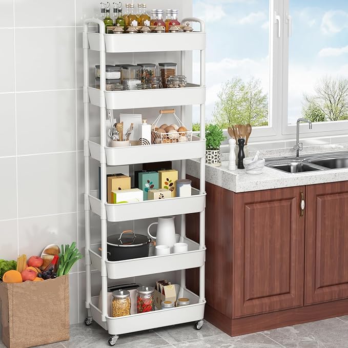 Sywhitta 6-Tier Plastic Rolling Utility Cart - Image 3