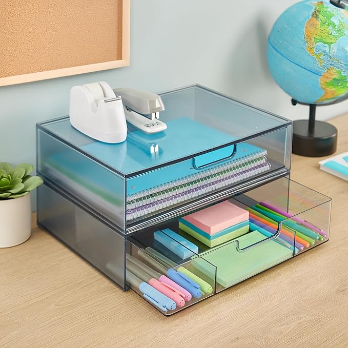 STORi STAX Plastic Stackable Organizer Drawers Classic Grey | 12.5" Wide | Set - Image 4