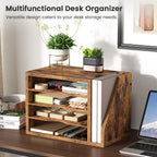 wooden mail organizer, desk organizer with 3 adjustable shown in use