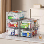 Sgoostood 6 Pack Stackable Organizer Drawers, Transparent Drawer in Home - Image 7