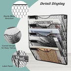 EASEPRES Mail Organizer Wall Mount, 5 Tier Metal Chicken Wire Hanging File - Image 3