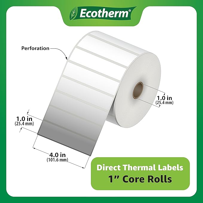 4" x 1" Thermal Labels | 6 Rolls | 15000 Labels | fits Zebra, Offnova Thermal - Image 3