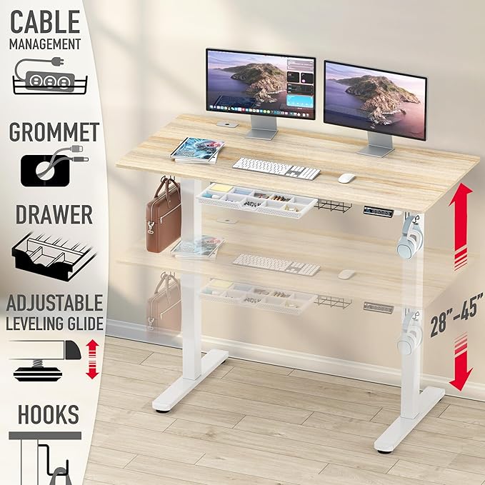 SHW 55 x 28 Inches Electric Height Adjustable Standing Desk - Image 4