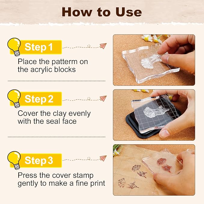 UCEC 7 Pieces Acrylic Stamp Block Assorted Sizes Clear Acrylic Mounting Blocks - Image 6