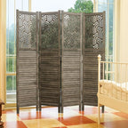 Svimi Folding Room Divider, 66.9 Inch 4 Panels Wood Carved Privacy Screens - Image 8