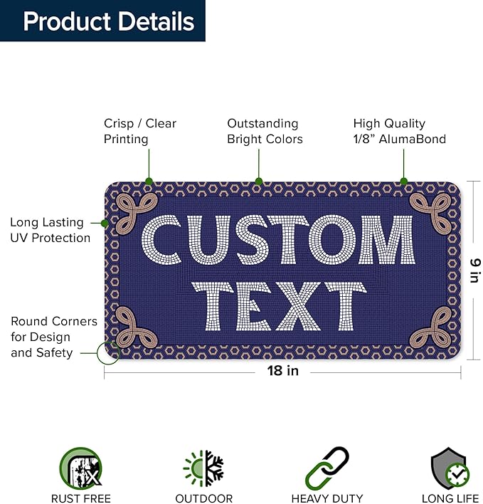 Custom Sign, Custom Street Sign, 11 Font Colors, 13 Font Styles, 4 Hole Options - Image 6