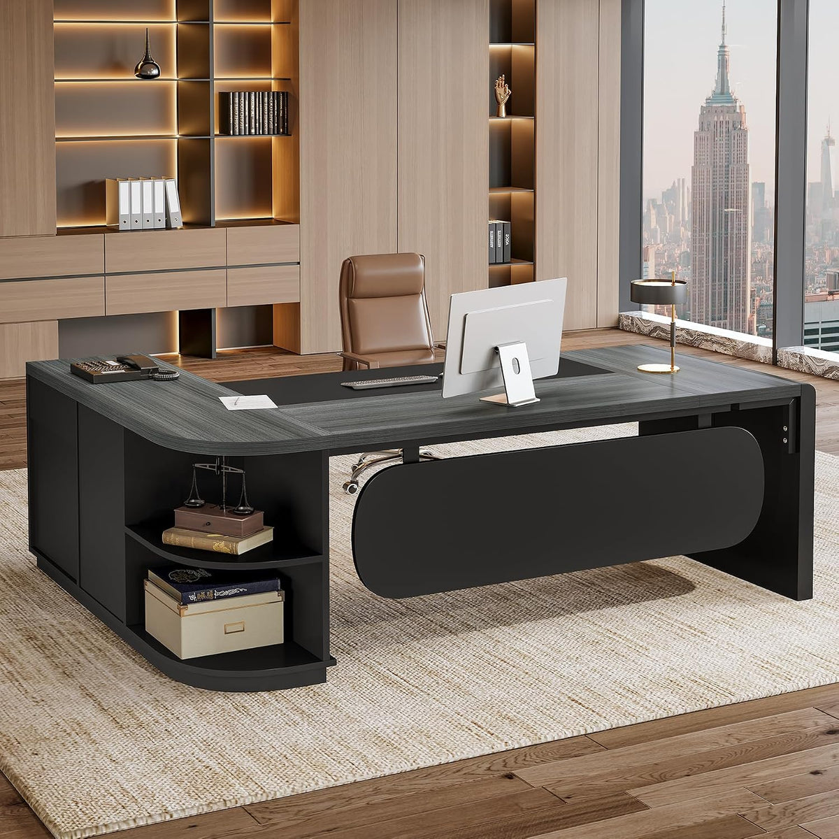 Tribesigns 81‘’ L-Shaped Executive Desk, Large Modern Office Desk with Drawer...