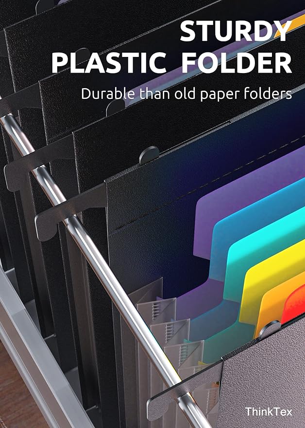 ThinkTex Plastic Expanding Hanging File Folders, 7 Innovative 1.2/'' Accordian - Image 3