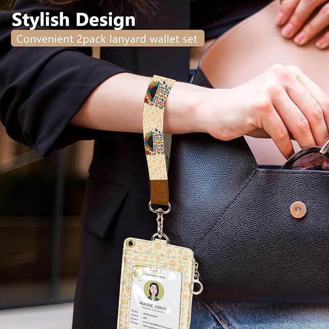 bolimoss Lanyard Wallet with Be Kind Sunflower Badge Holder, RFID ID Card - Image 4
