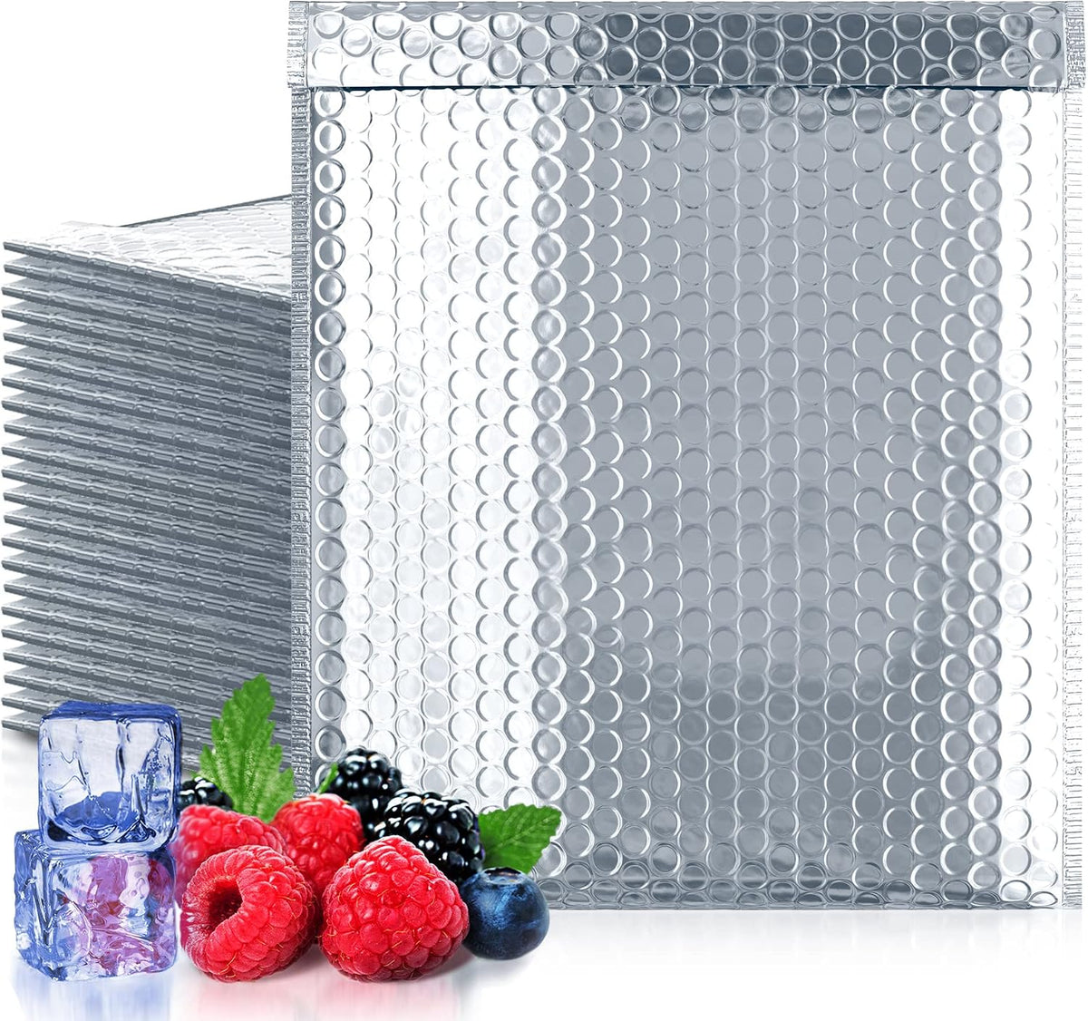 Amiff Silver Thermal Bubble Mailer, 15 x 17 Inches. 100 Pack Metallic Bubble