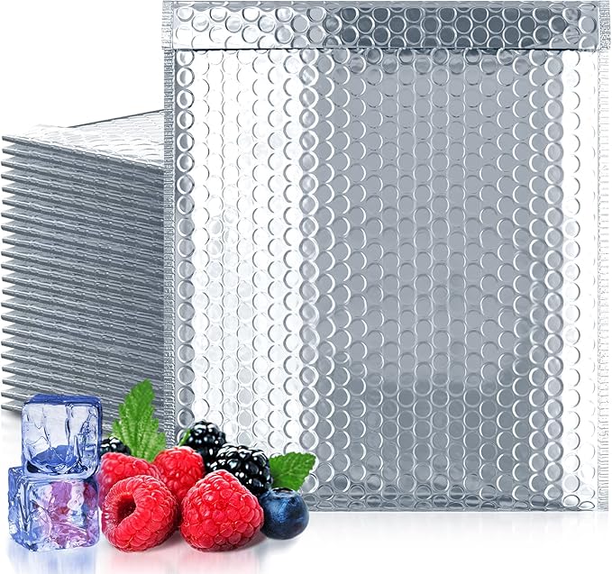 Amiff Silver Thermal Bubble Mailer, 15 x 17 Inches. 100 Pack Metallic Bubble by AMIFF