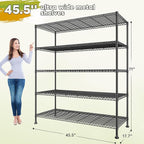 REIBII 45.5''W Storage Shelves Wire Shelving, 5 Tier Pantry Shelves - Image 3