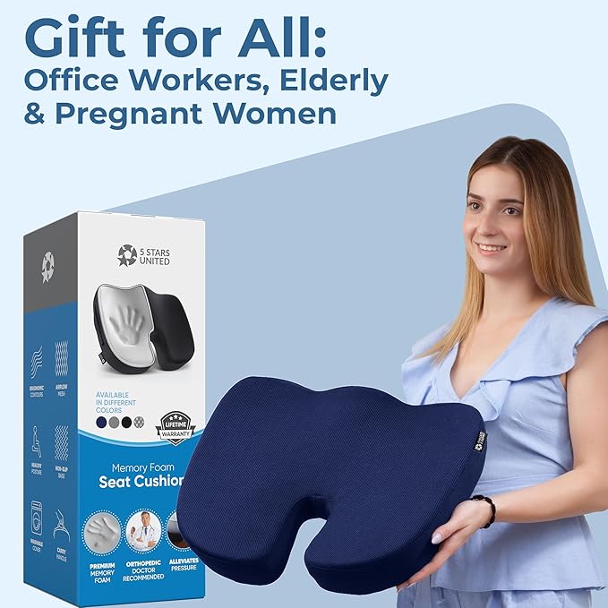 5 STARS UNITED Seat Cushion for Tailbone Pain Relief – Memory Foam Cushion for - Image 8