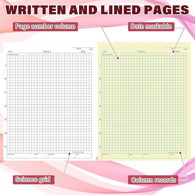 Affrolling 2 Pack Carbonless Lab Notebook Carbon Copy 8.5'' x 11'' 50 Sets of - Image 3