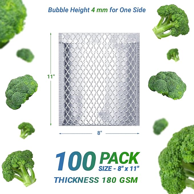 Amiff Silver Thermal Bubble Mailer, 8 x 11 Inches. 100 Pack Metallic Bubble - Image 2