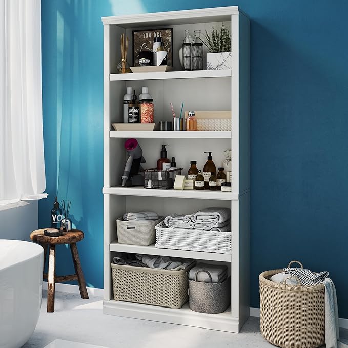 Bevfint 70-Inch Tall White Bookcase, 5 Tiers Shelves Open Storage Bookshelf - Image 7