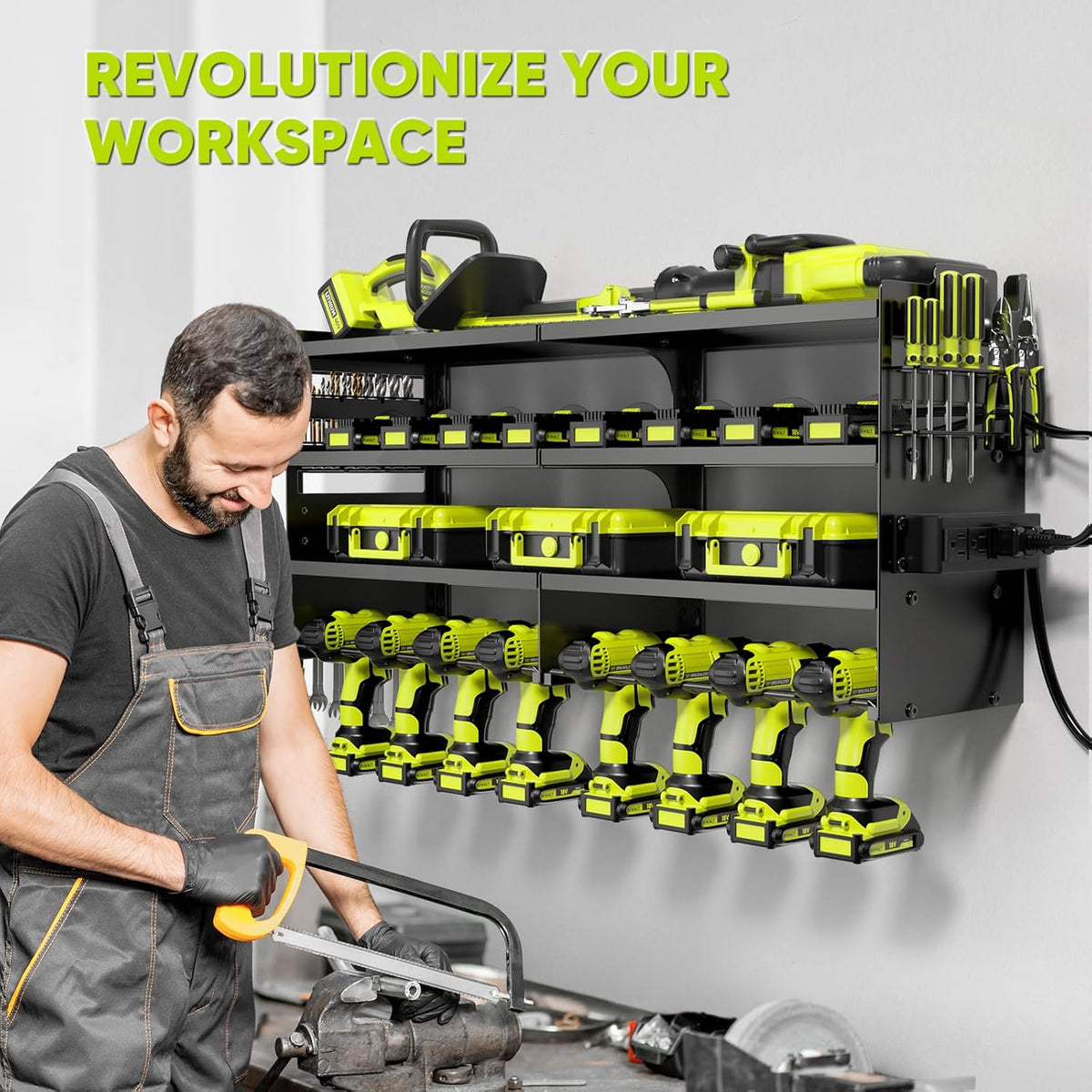 pokipo large power tool organizer wall mount with showing dimensions