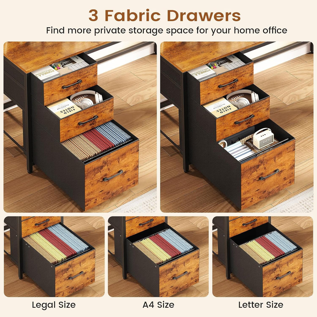 SEDETA L Shaped Computer Desk with Hutch, 3 Drawers, Shelves