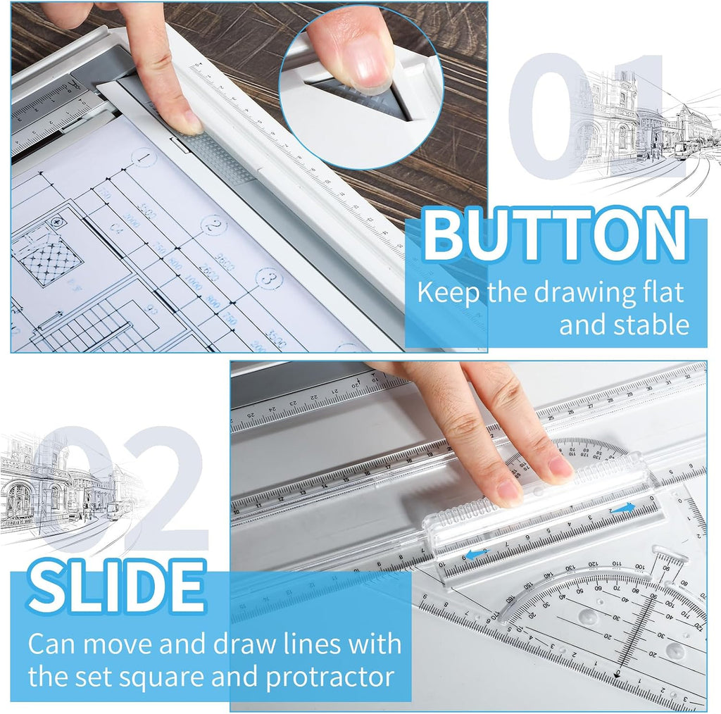 zonon a4 portable drawing board, multi-function metric drafting, package contents