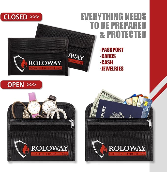 ROLOWAY Small Fireproof Bag, Non-itchy Fireproof Money Bag - Image 4