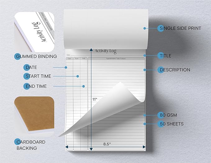 Better Office Products Activity Log Notepad, 8.5" x 11", Planning Note Pad - Image 2