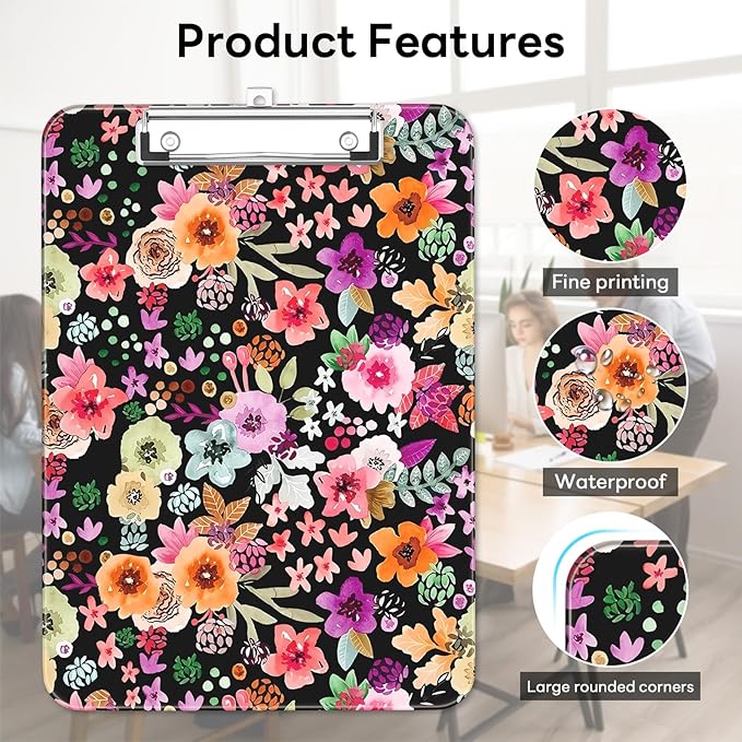 Luminzo Plastic Cute Clipboard Low-Profile Metal Clip, A4 Letter Size 9 x 12.5 - Image 6