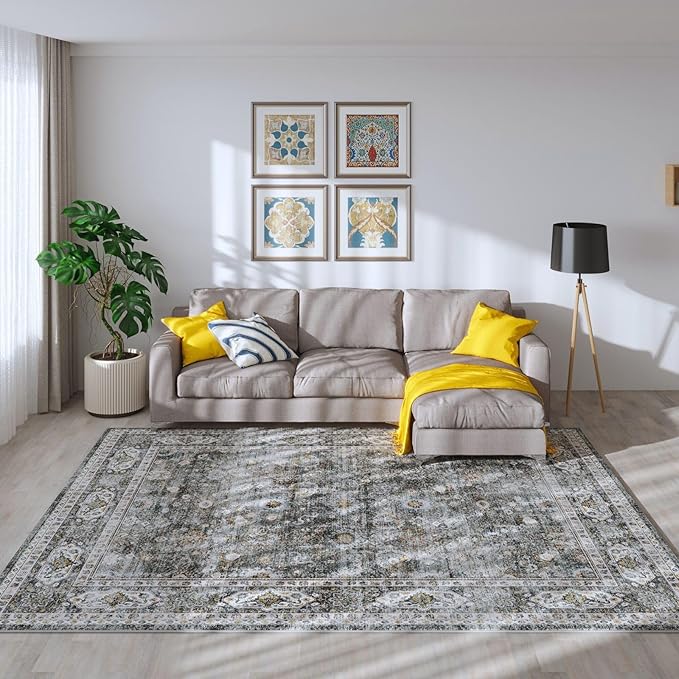 Rugcomf Area Rug 5x7 Washable Rug Boho Soft Non-Slip Non-Shedding Faux Wool - Image 7