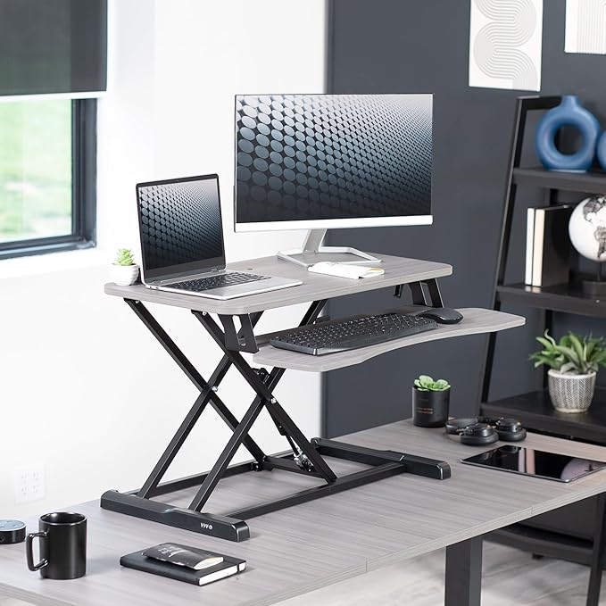 VIVO 32 inch Desk Converter, K Series, Height Adjustable Sit to Stand Riser - Image 2