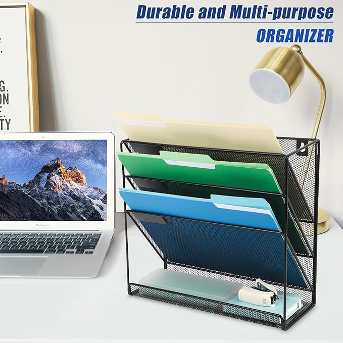 EASEPRES Desk File Organizer Mesh 4-Tier, Hanging Wall Mount Document - Image 6