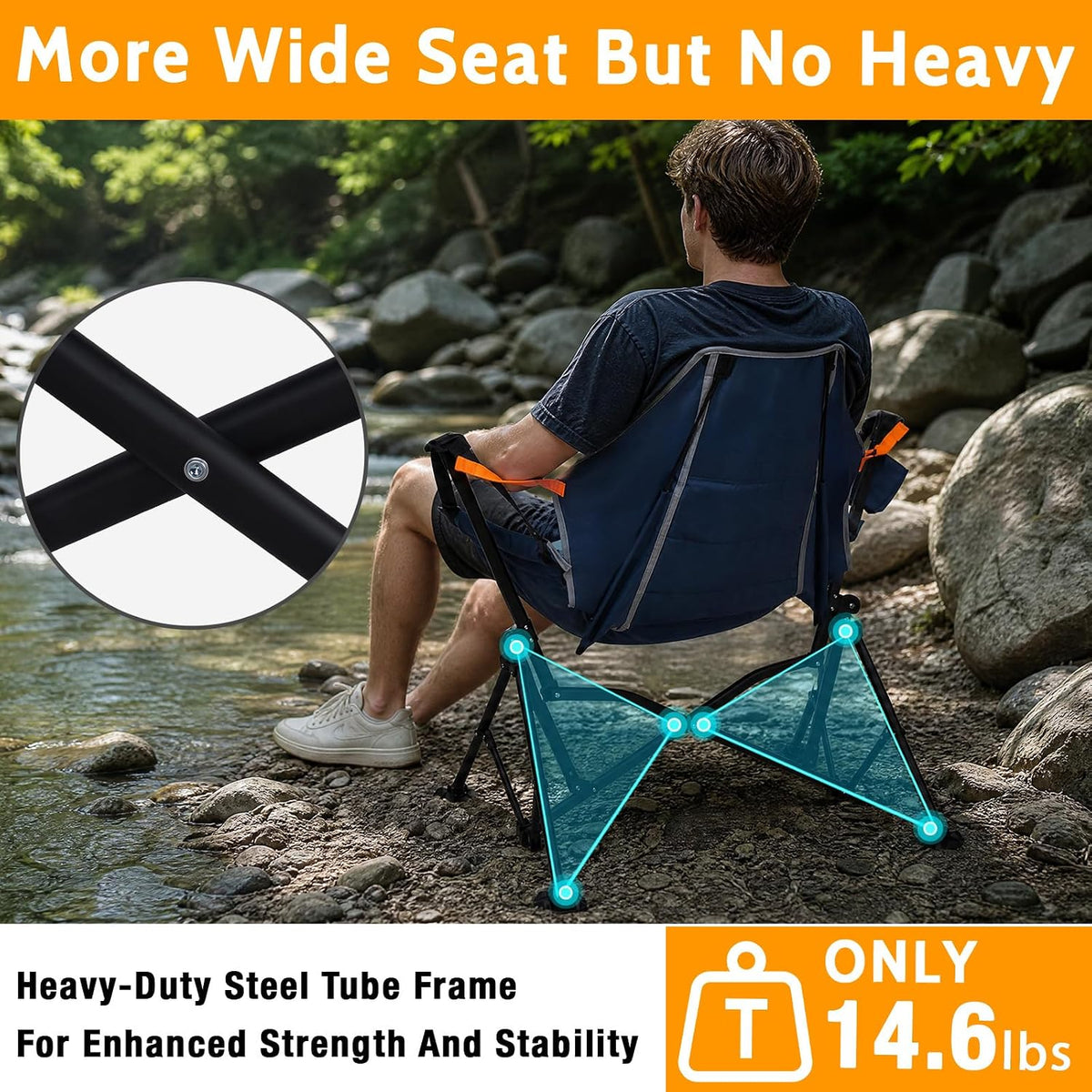 Romswi 1 Pcs Hammock Chair, Oversized Portable Folding Swinging Chair with Ad...