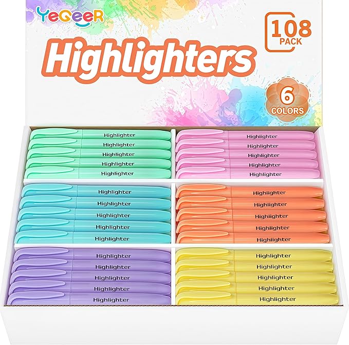 YEGEER Highlighters Bulk, Chisel Tip Dry-Quickly Highlighter Markers, Office by YEGEER