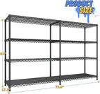 REIBII 72.8" W Storage Shelves Load 1500LBS, 4 Tier Metal Shelving Unit Wire - Image 3