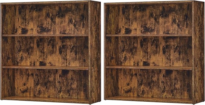 VASAGLE Set of 2 Bookshelves, 31.5 Inches Wide, 3-Tier Open Bookcases by VASAGLEbySONGMICSHOME