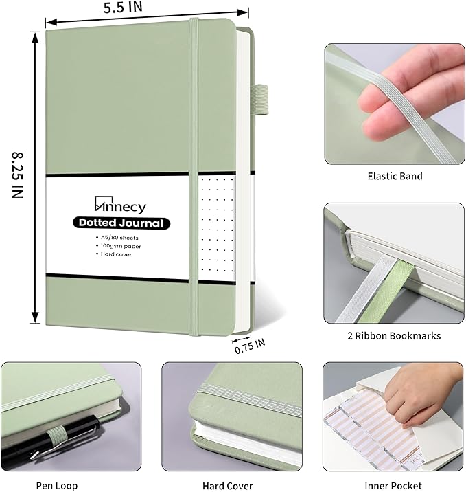 Annecy Numbered Bullet Dotted Journal Notebook, Medium 5.5x 8.25, 160 Pages - Image 2