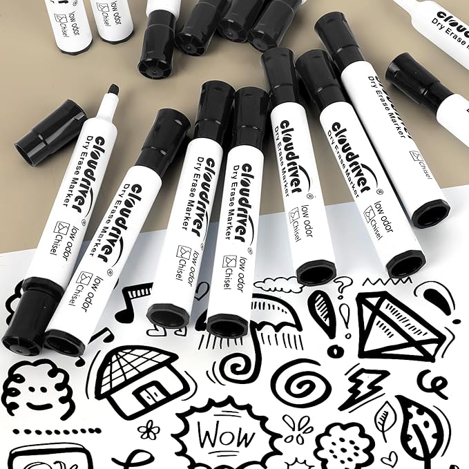 cloudriver Low Odor Dry Erase Markers Tank Style, Chisel Tip, Bulk Dry Erase - Image 7
