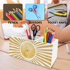 QZQE Boho Yellow Sunshine Pen Pencil Holder Organizer - Image 6