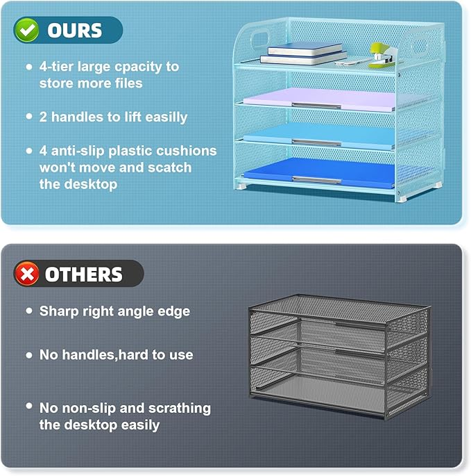 Marbrasse 4 Tier Paper Organizer Letter Tray - Image 2