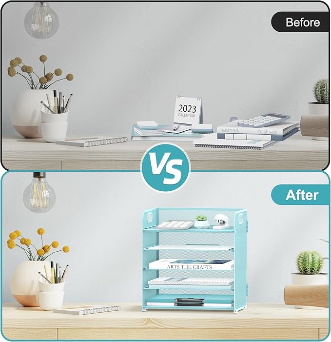 2 Pack 5-Tier Blue Desk Organizer - Image 6