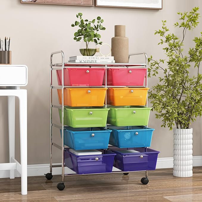 GOFLAME 10-Drawer Rolling Storage Cart, Art Craft Storage Organizer on Wheels - Image 8
