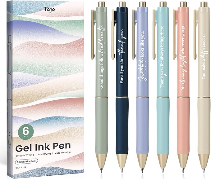 Taja Gel Pens, 0.5mm Fine Point Smooth Writing Pens by Taja