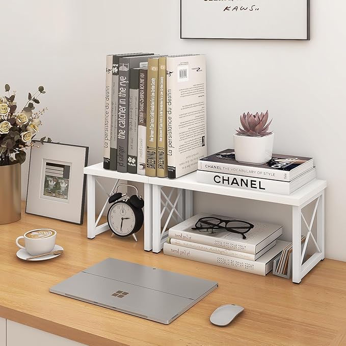 ELITEROO Wood Desktop Shelf, Freestanding Small Bookshelf Dorm Supplies - Image 7