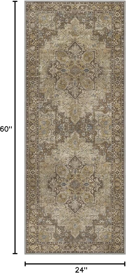 GENIMO 2x5 Runner Rugs for Hallway, Machine Washable Non Slip Vintage Retro Rugs - Image 2