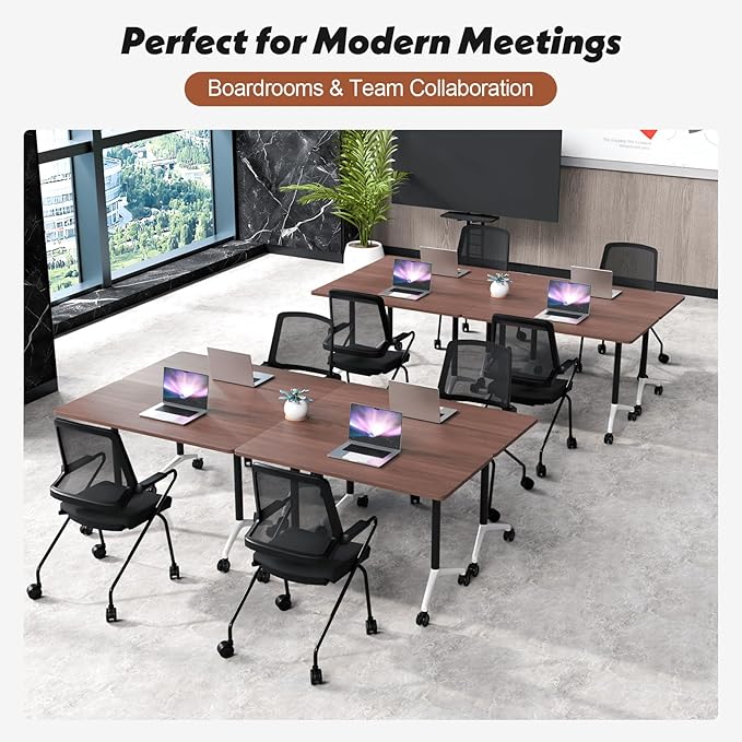 Goakwwuz Conference Room Table, Folding Conference Tables, Thicken Grey Tabletop - Image 6
