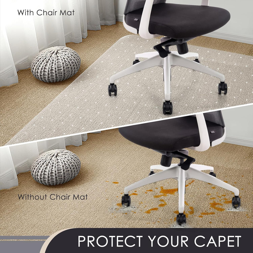 Kuyal Office Chair Mat for Carpet, Clear Heavy Duty Computer Chair Mat | 32‘’x48‘’, Under Desk Protector Carpeted Floors Mat, Easy Chair Movement,Ship Flat