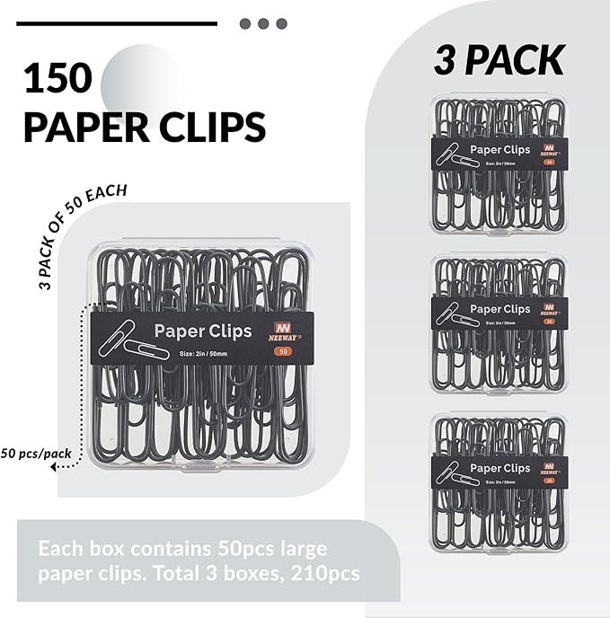 NEEWAY Colorful Large Paper Clips, 2 Inch Jumbo Paper Clips, 3 Pack of 50 - Image 3