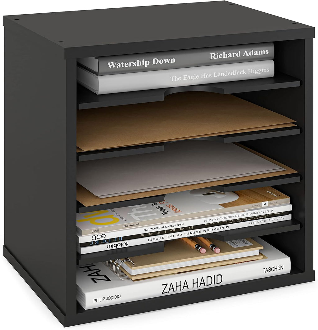 ballucci 5-tier file organizer for desk, wooden mail, main product view